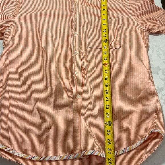 Vintage Robert Graham R&G Mens Orange Seersucker Long Sleeve Shirt Size Medium - Picture 7 of 8